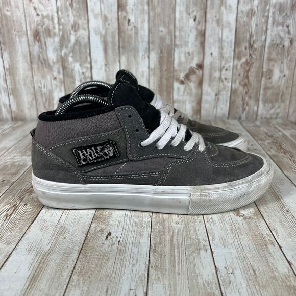 Vans Other - Vans Half Cab Pro Skate Shoes Mid Top Sneakers Gray Black Suede Men's‎ Size 7.5